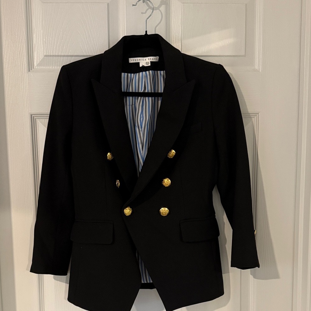Veronica Beard Black Blazer with Gold Buttons